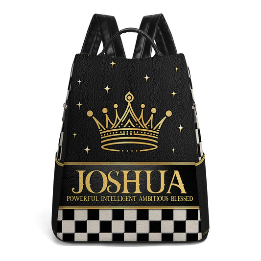Plaid Crown - Personalized Custom Leather BackPack - BP_K01