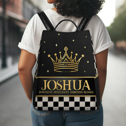 Mochila de cuero personalizada con diseño de cuadros escoceses - BP_K01