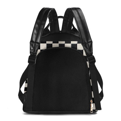 Mochila de cuero personalizada con diseño de cuadros escoceses - BP_K01