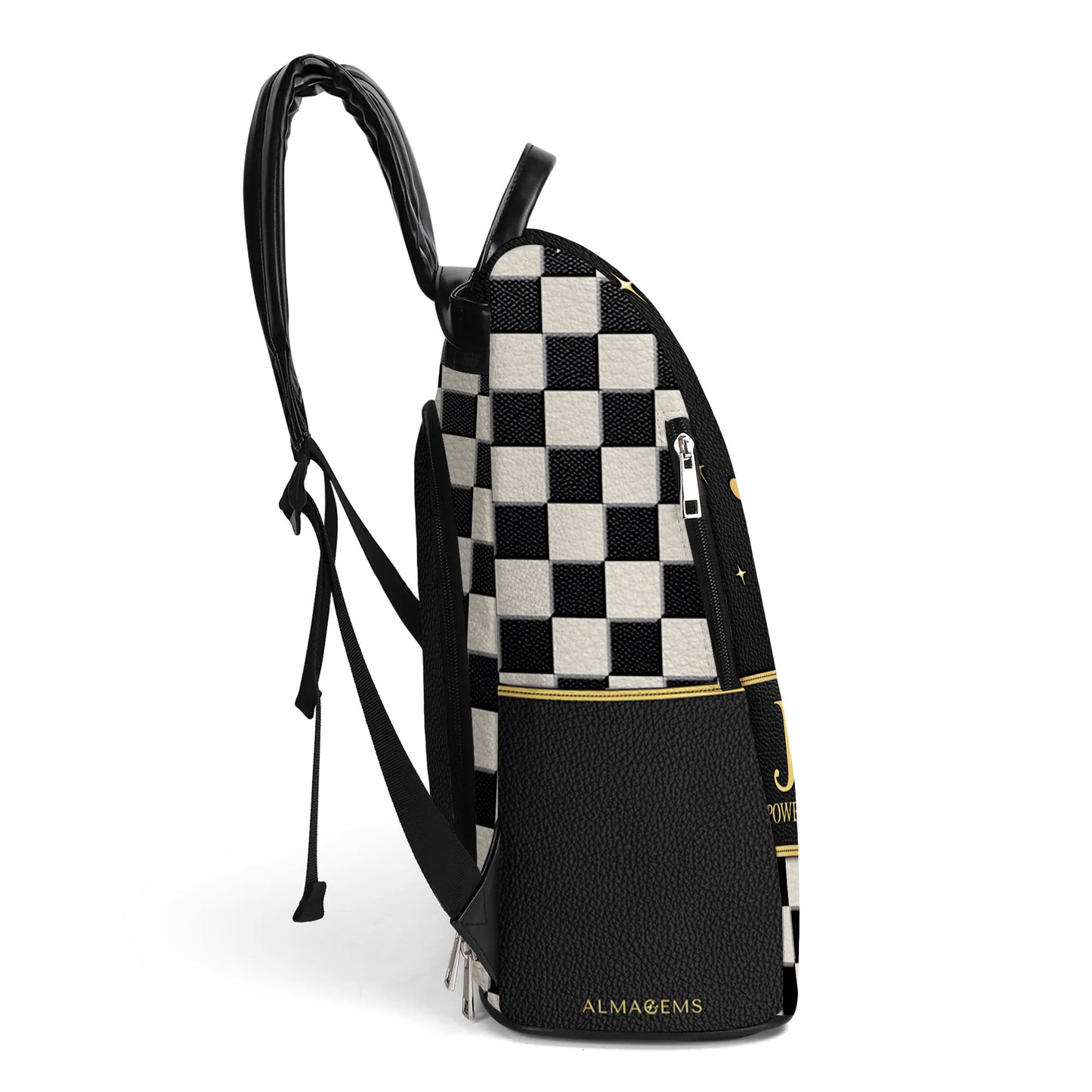 Mochila de cuero personalizada con diseño de cuadros escoceses - BP_K01