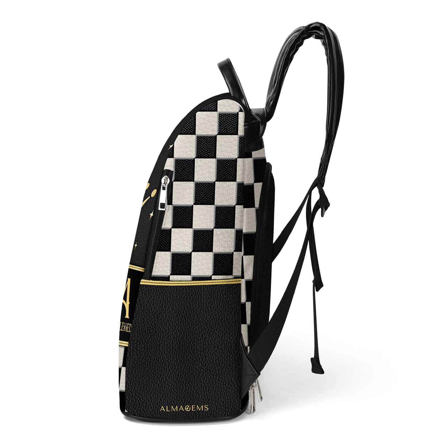 Mochila de cuero personalizada con diseño de cuadros escoceses - BP_K01