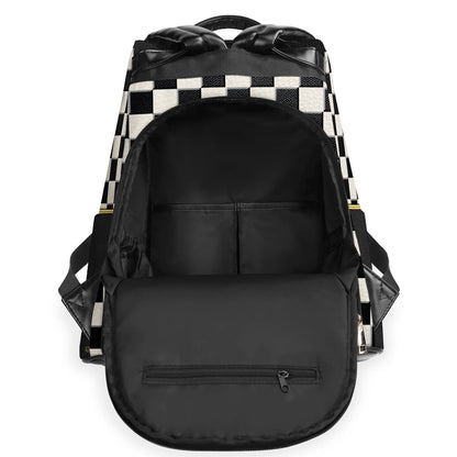 Mochila de cuero personalizada con diseño de cuadros escoceses - BP_K01