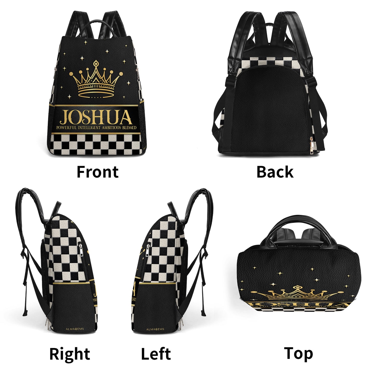 Mochila de cuero personalizada con diseño de cuadros escoceses - BP_K01