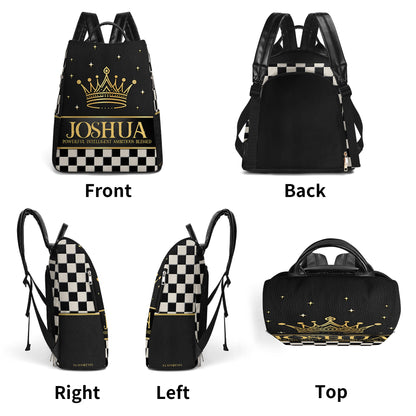 Mochila de cuero personalizada con diseño de cuadros escoceses - BP_K01
