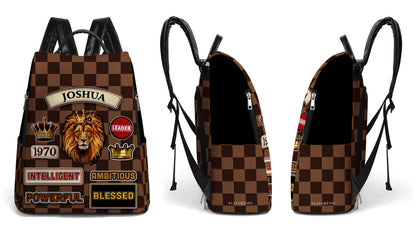 Powerful Leader Intelligent Ambitious Blessed - Personalized Custom Leather BackPack - BP_K06