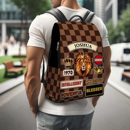 Powerful Leader Intelligent Ambitious Blessed - Personalized Custom Leather BackPack - BP_K06