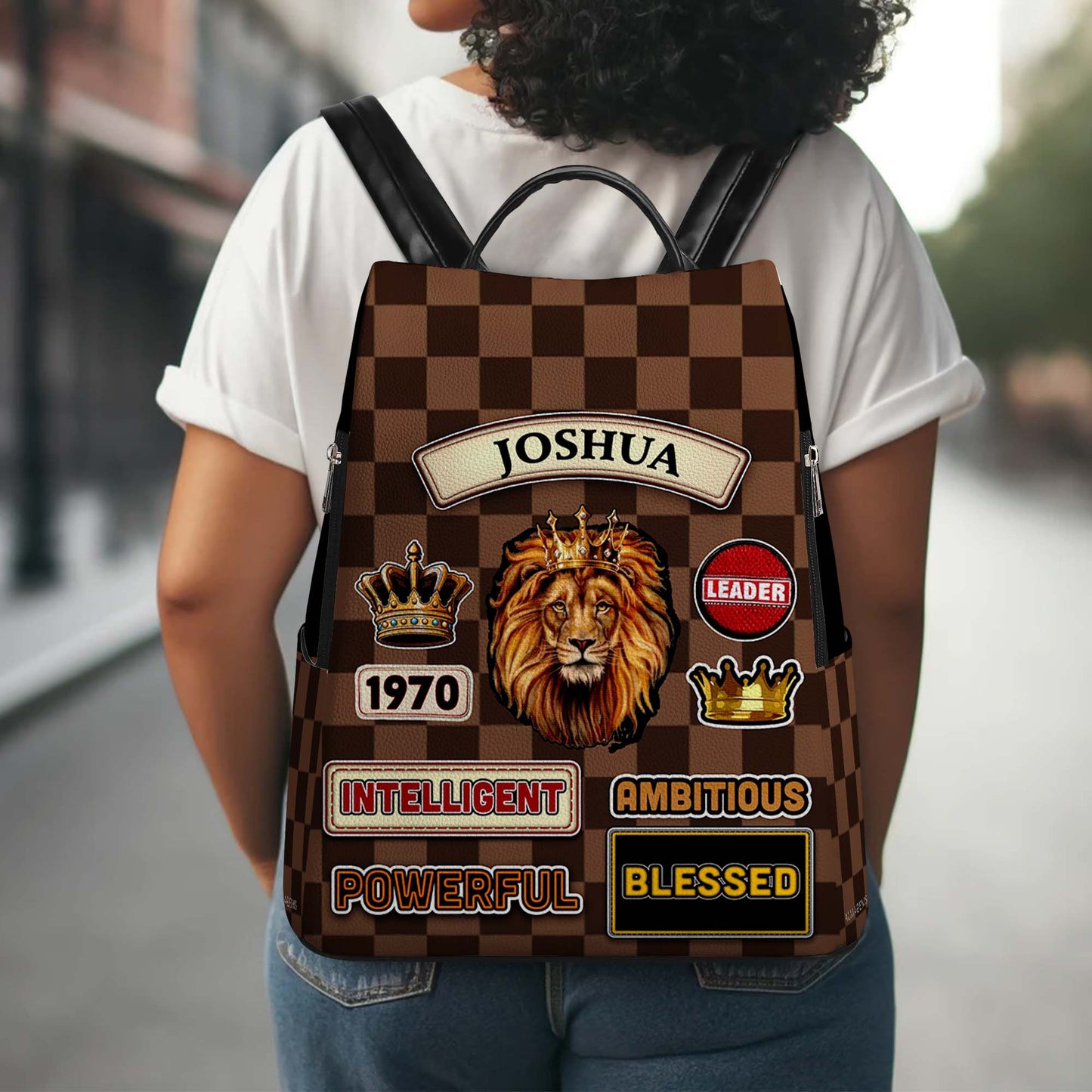 Powerful Leader Intelligent Ambitious Blessed - Personalized Custom Leather BackPack - BP_K06