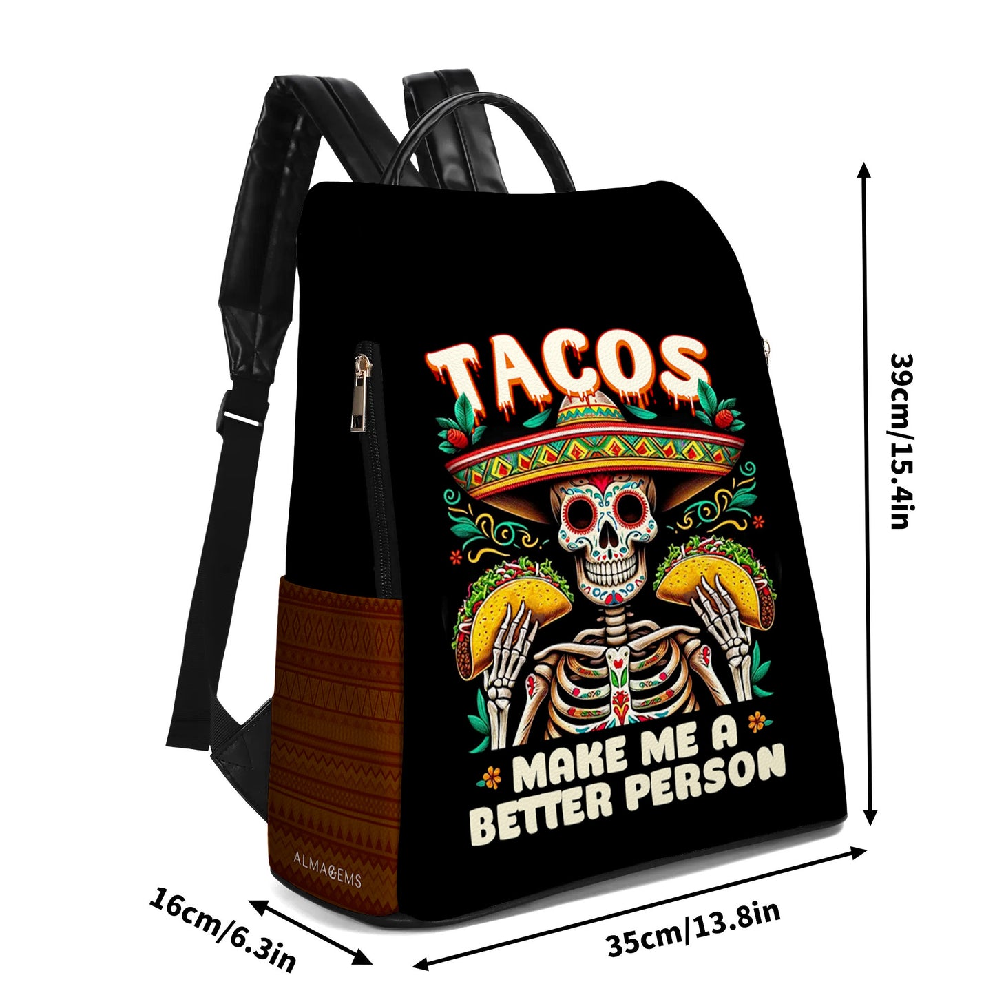 Tacos Make Me A Better Person - Personalized Custom Leather BackPack - BP_MX02