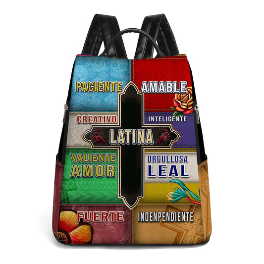 Paciente. Amable. Creativo - Personalized Custom Leather BackPack - BP_MX05
