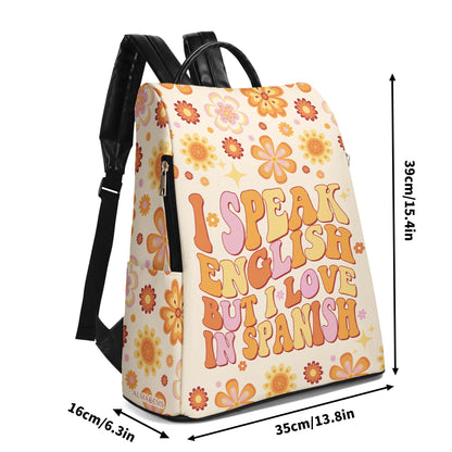 I Speak English, But I Love In Spanish - Personalized Custom Leather BackPack - BP_MX23