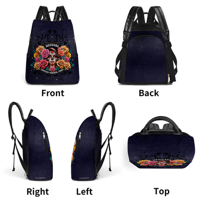 La niña y las rosas - Mochila de cuero personalizada - BP_MX28