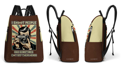 Je fais chier les gens et parfois je leur fais sauter la tête - Sac à dos en cuir personnalisé - BP_PT01