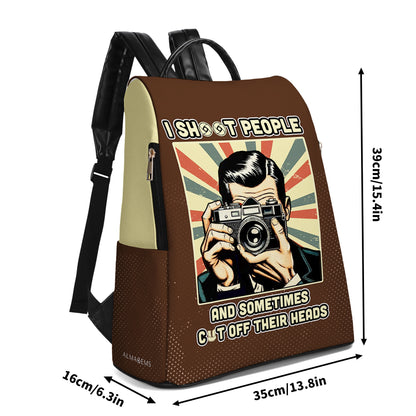 Je fais chier les gens et parfois je leur fais sauter la tête - Sac à dos en cuir personnalisé - BP_PT01