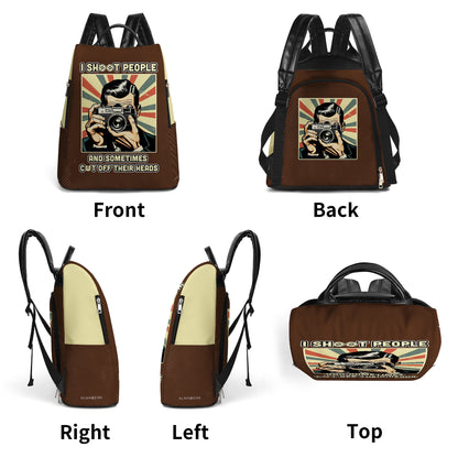 Je fais chier les gens et parfois je leur fais sauter la tête - Sac à dos en cuir personnalisé - BP_PT01