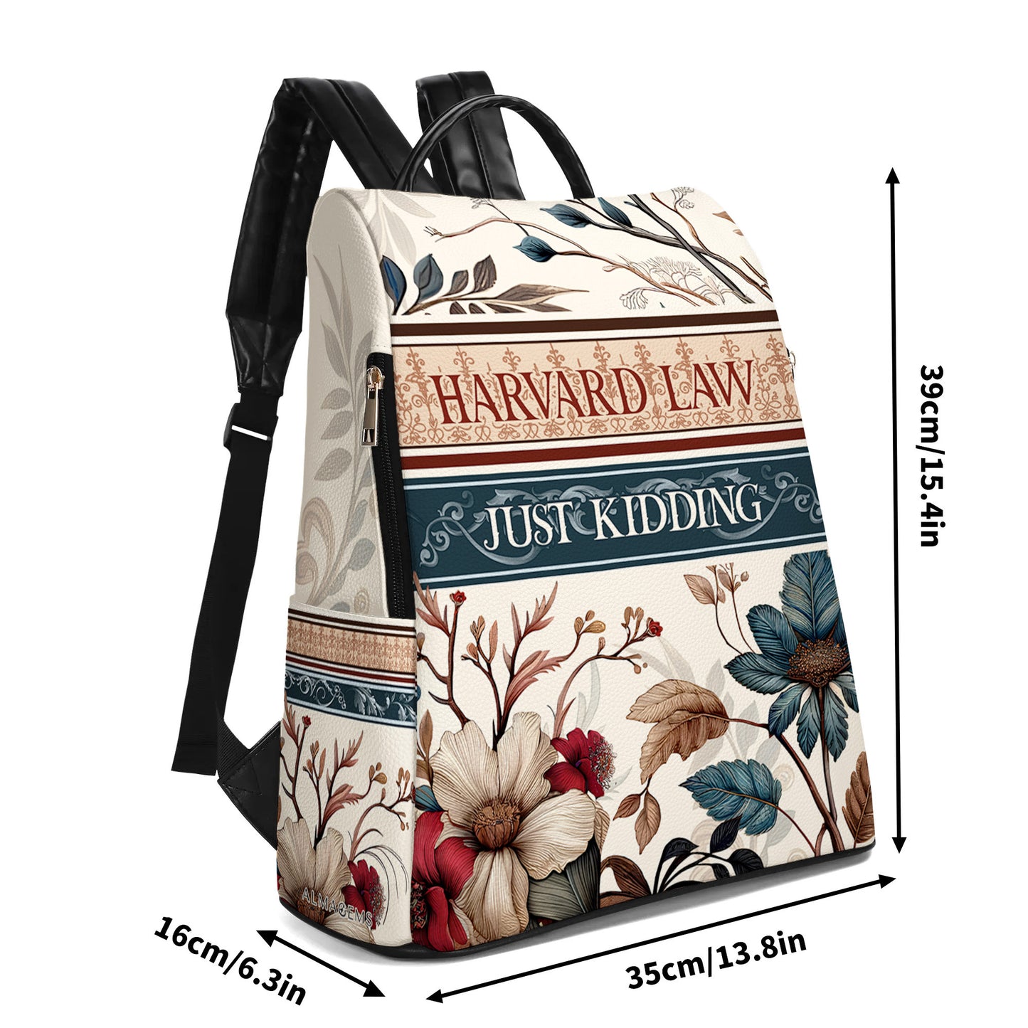 Arte floral - Mochila de cuero personalizada - BP_Q01