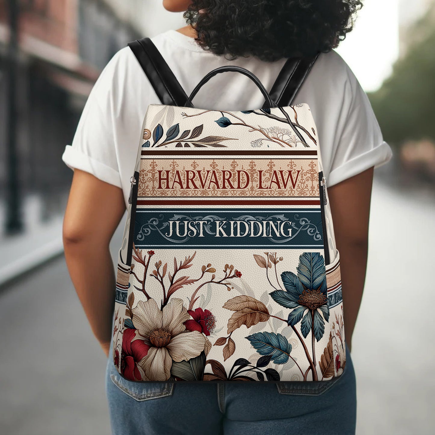 Arte floral - Mochila de cuero personalizada - BP_Q01