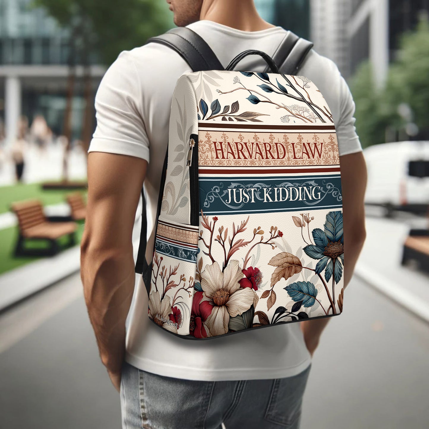 Arte floral - Mochila de cuero personalizada - BP_Q01