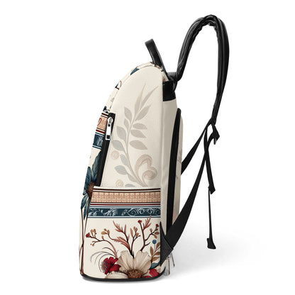Arte floral - Mochila de cuero personalizada - BP_Q01