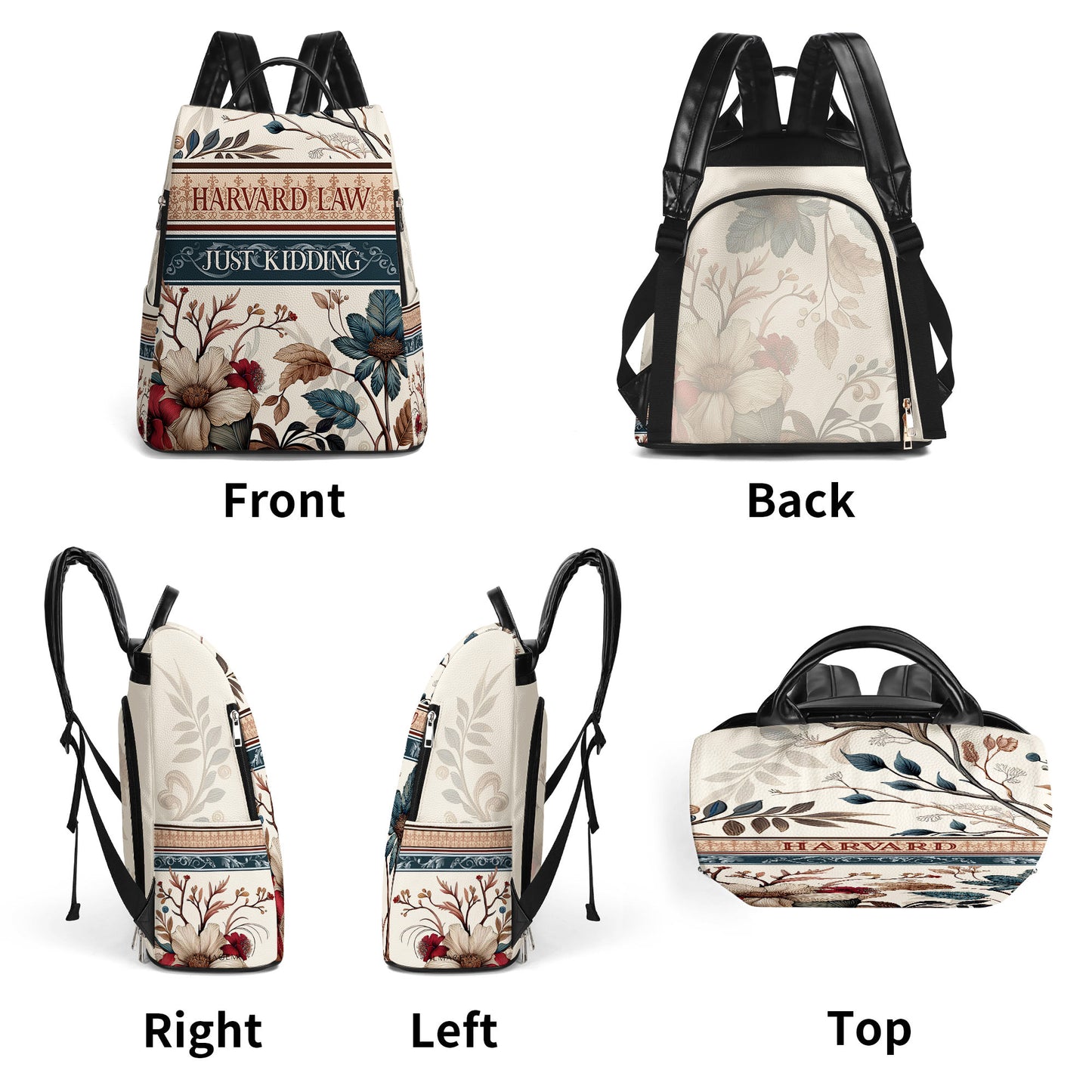 Arte floral - Mochila de cuero personalizada - BP_Q01