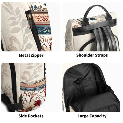 Arte floral - Mochila de cuero personalizada - BP_Q01