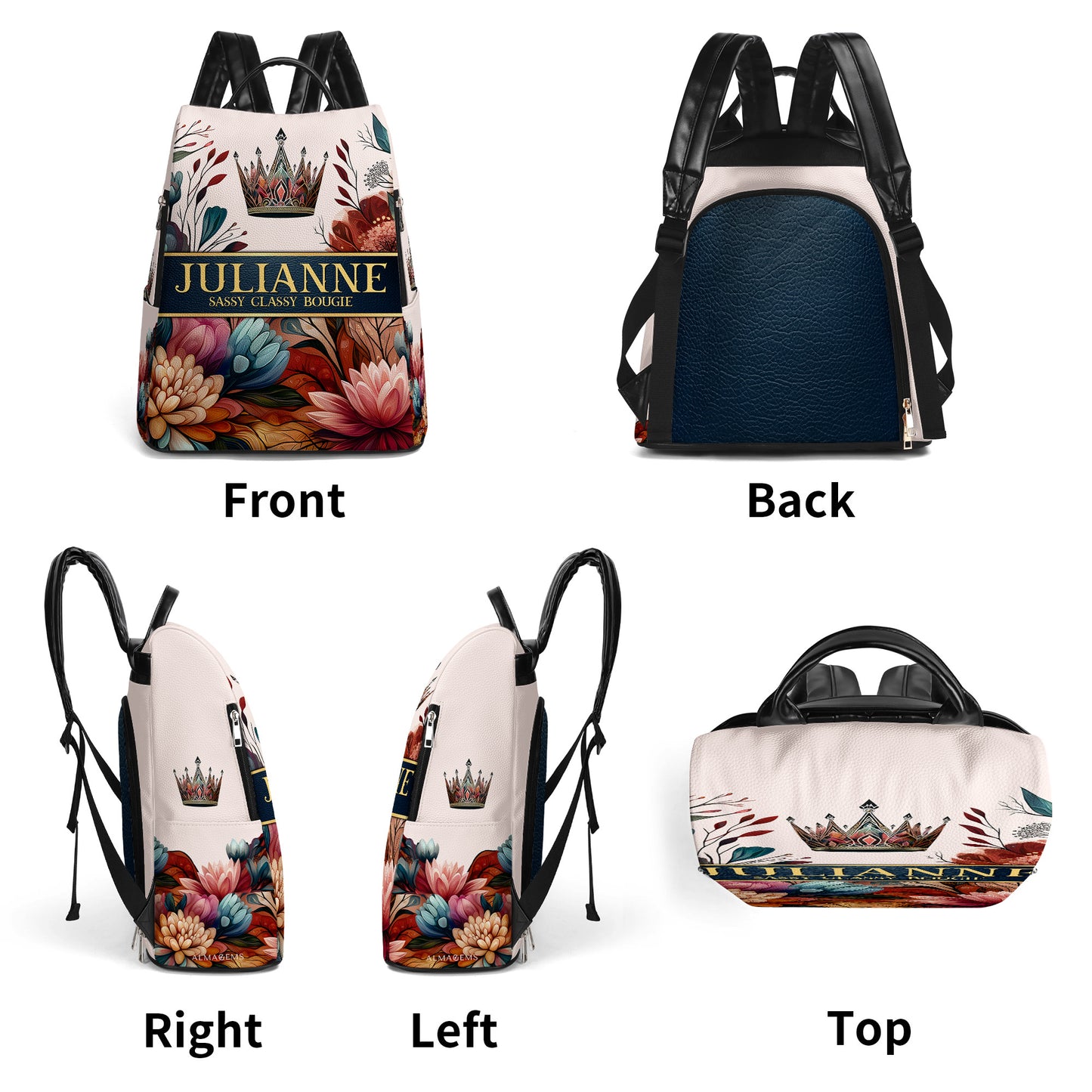 Crown - Personalized Custom Leather BackPack - BP_Q02