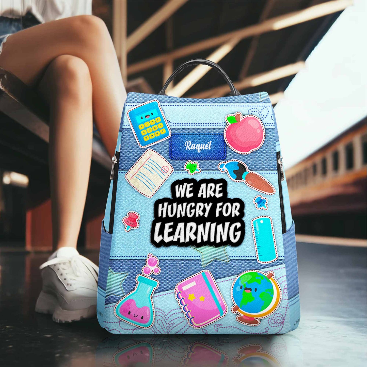 Nous avons soif d'apprendre - Sac à dos en cuir personnalisé - BP_SC02