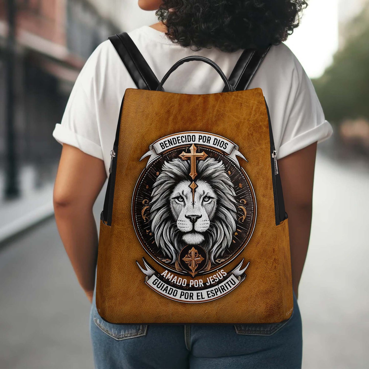 Bendecido por Dios - Personalized Custom Leather BackPack - BP_SP02