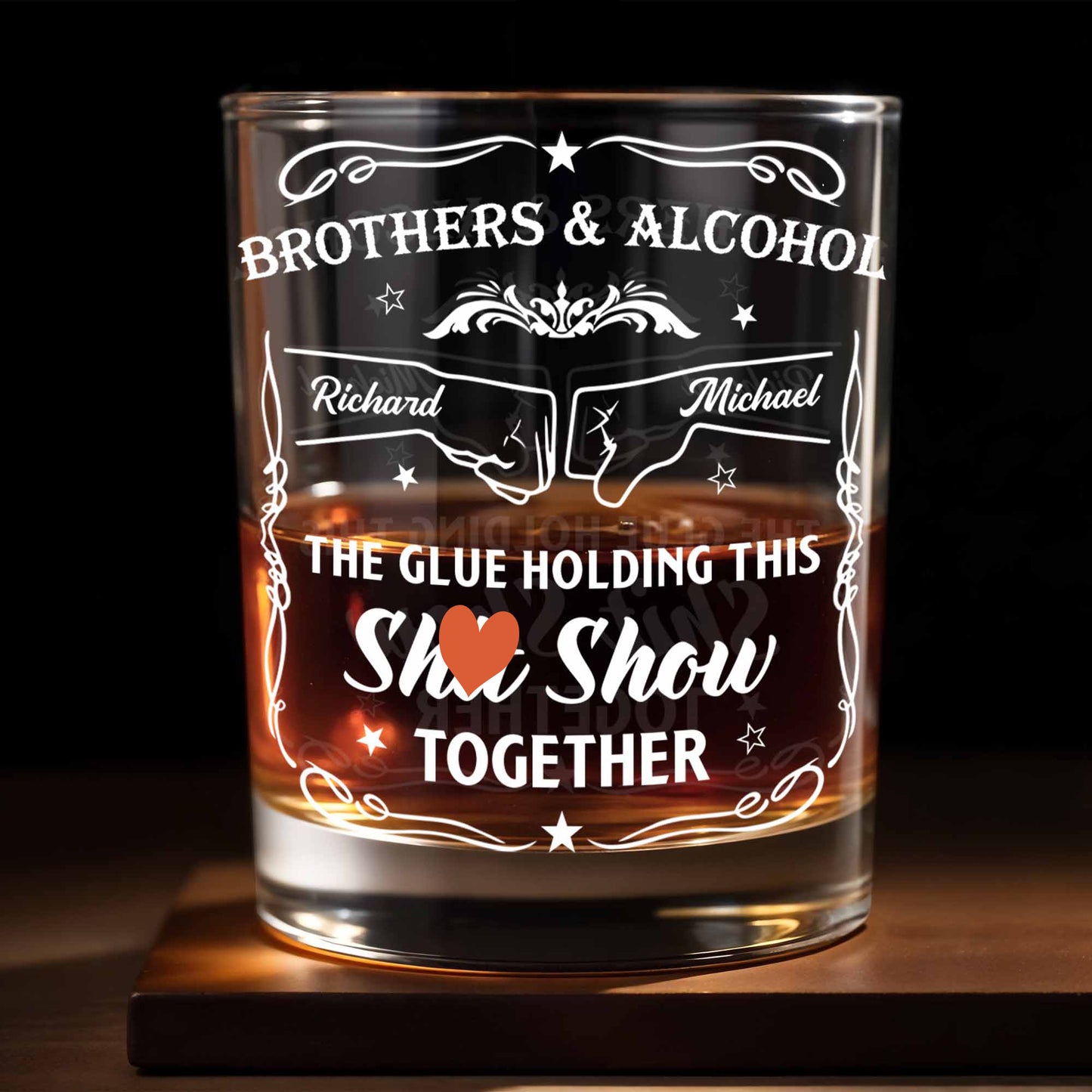 Brothers & Alcohol The Glue Holding This Show Together - Personalized Custom Whiskey Glass - BRT003_RWG