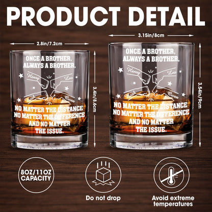 Once A Brother, Always A Brother With Handshake And Stars Design - Personalized Custom Whiskey Glass - BRT015_RWG
