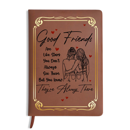 Les bons amis sont comme des étoiles - Citation inspirante - Journal en cuir personnalisé - BST024_JRNL