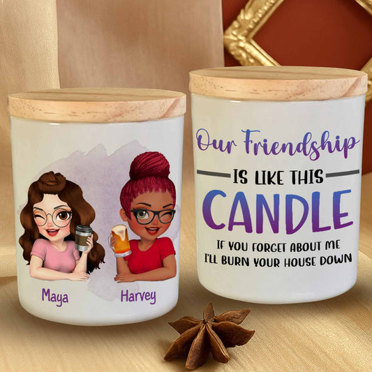 Our Friendship Is Like This Candle, Bright And Warm - Personalized Custom Glass Jar With LED - BST025_LEJAR