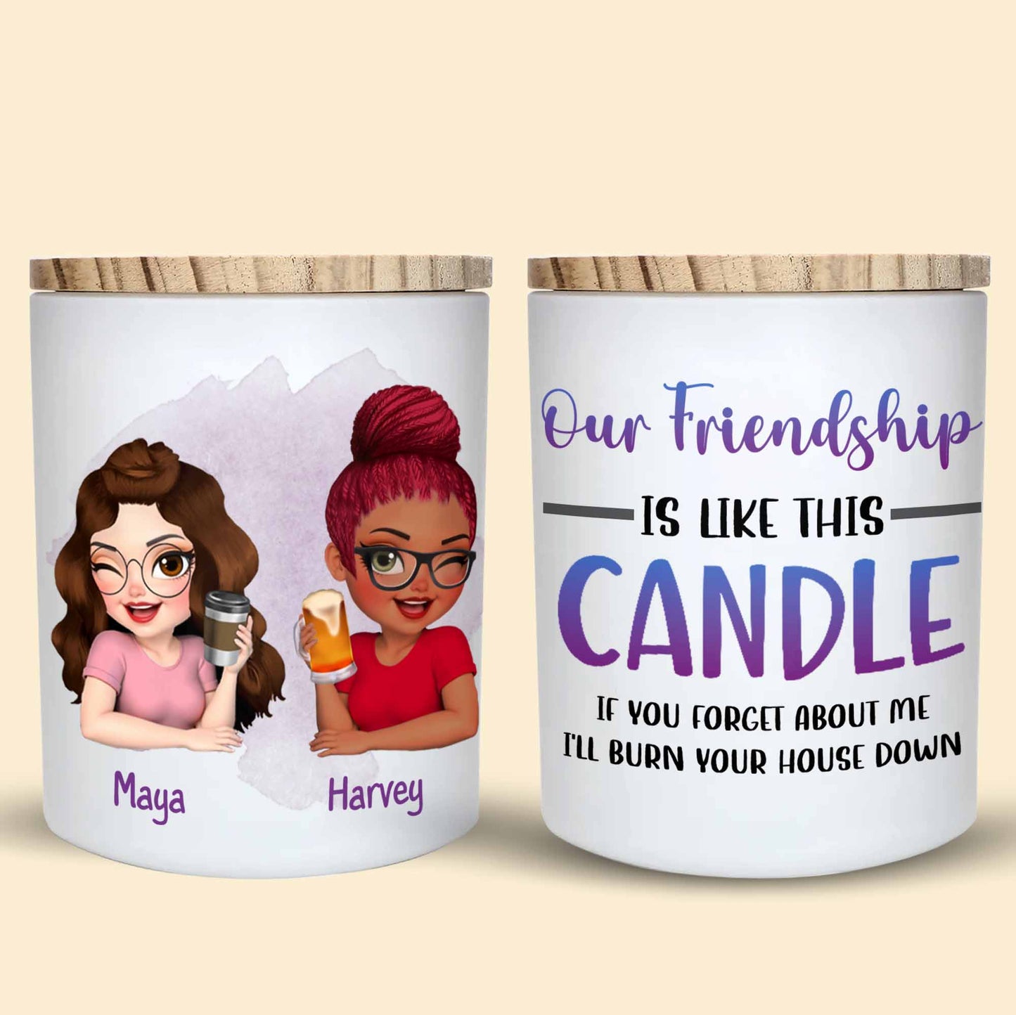 Our Friendship Is Like This Candle, Bright And Warm - Personalized Custom Glass Jar With LED - BST025_LEJAR