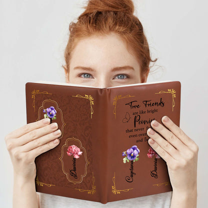 Journal en cuir personnalisé avec citation « Pivoines lumineuses » de True Friends - BST030_JRNL