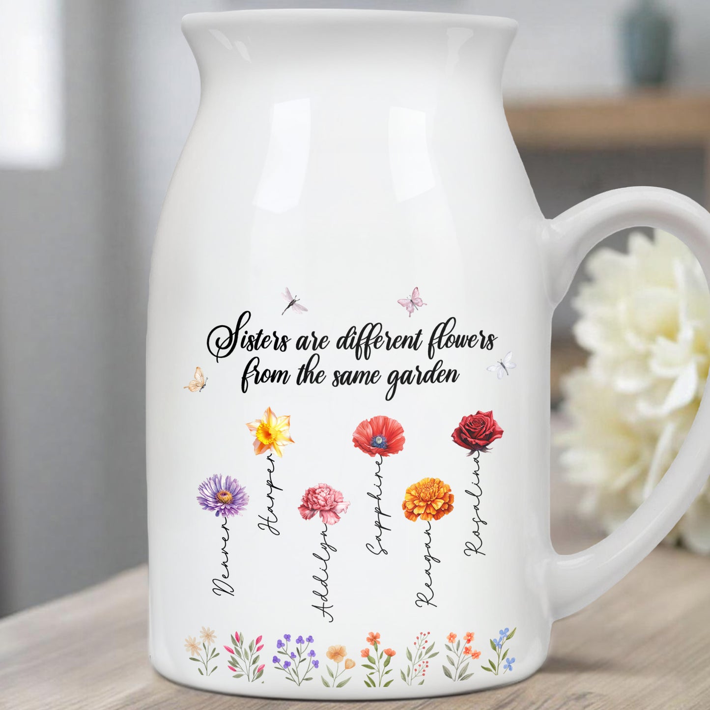 Sisters Are Different Flowers From The Same Garden, Flowers And Butterflies