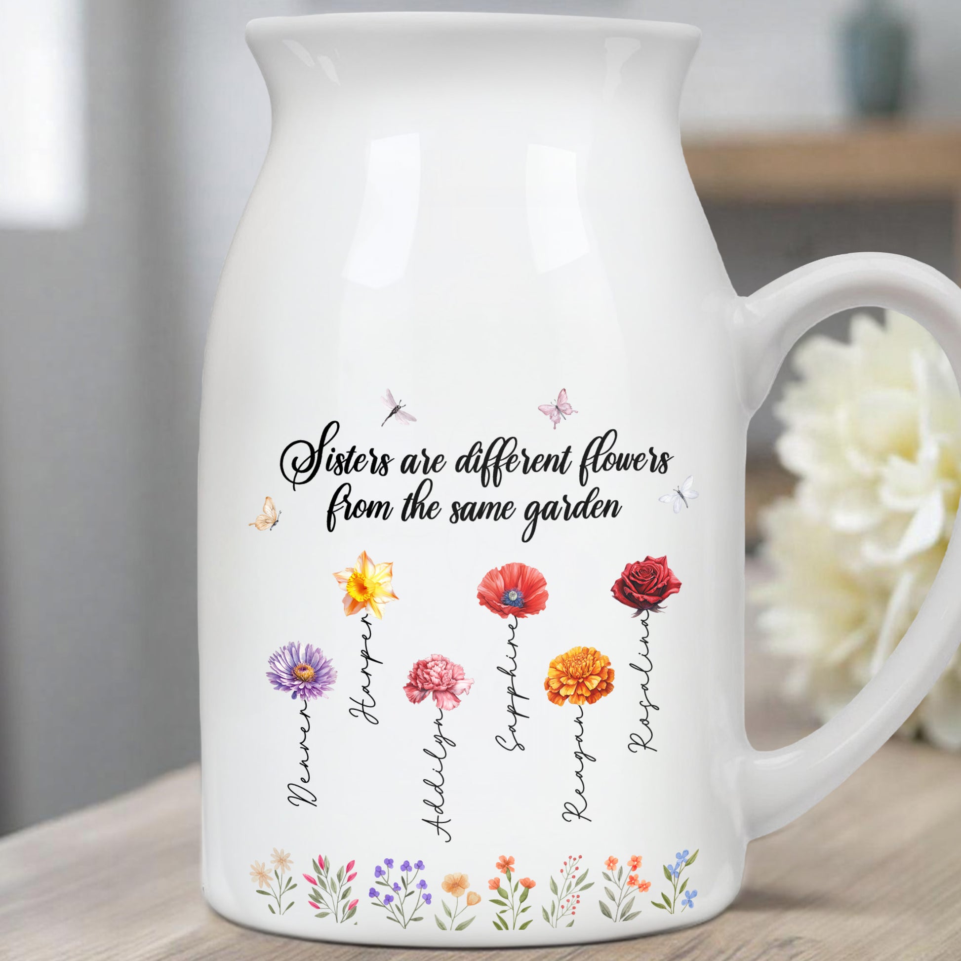Sisters Are Different Flowers From The Same Garden, Flowers And Butterflies