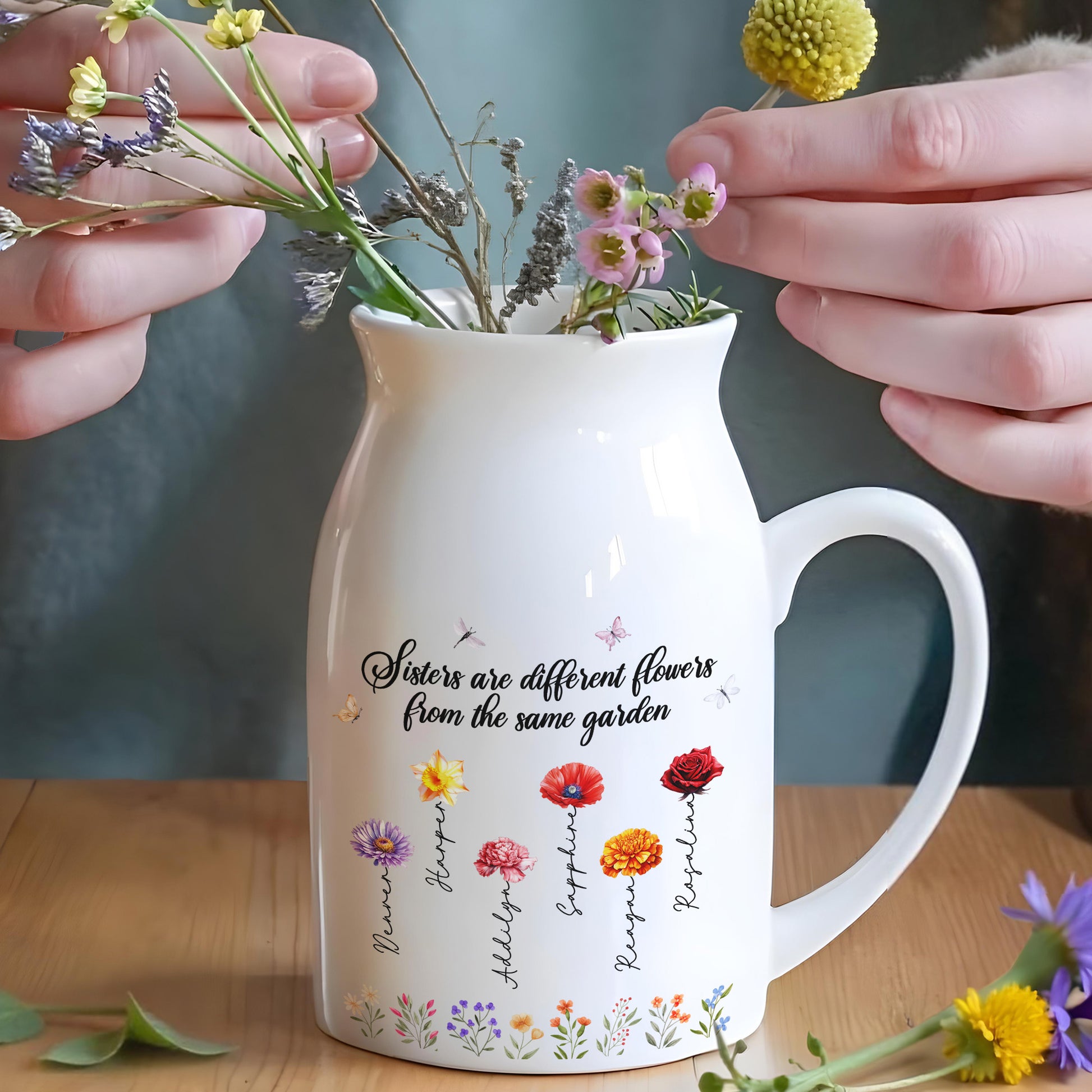 Sisters Are Different Flowers From The Same Garden, Flowers And Butterflies