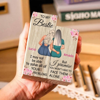 To My Bestie, Promise You Won't Face Problems Alone - Personalized Custom Candle Holder - BST046_CAHOW