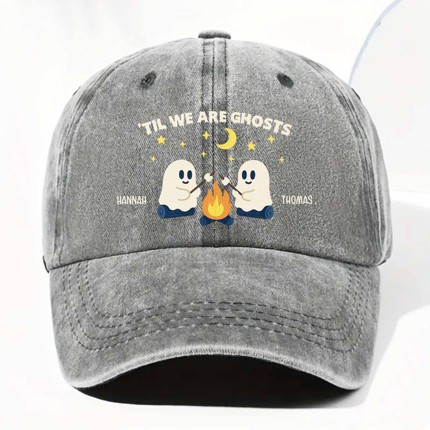 Hasta que seamos fantasmas, fantasmas alrededor de una fogata - Gorra vaquera lavada personalizada - BST048_WDCAP