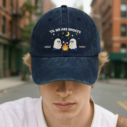 Hasta que seamos fantasmas, fantasmas alrededor de una fogata - Gorra vaquera lavada personalizada - BST048_WDCAP