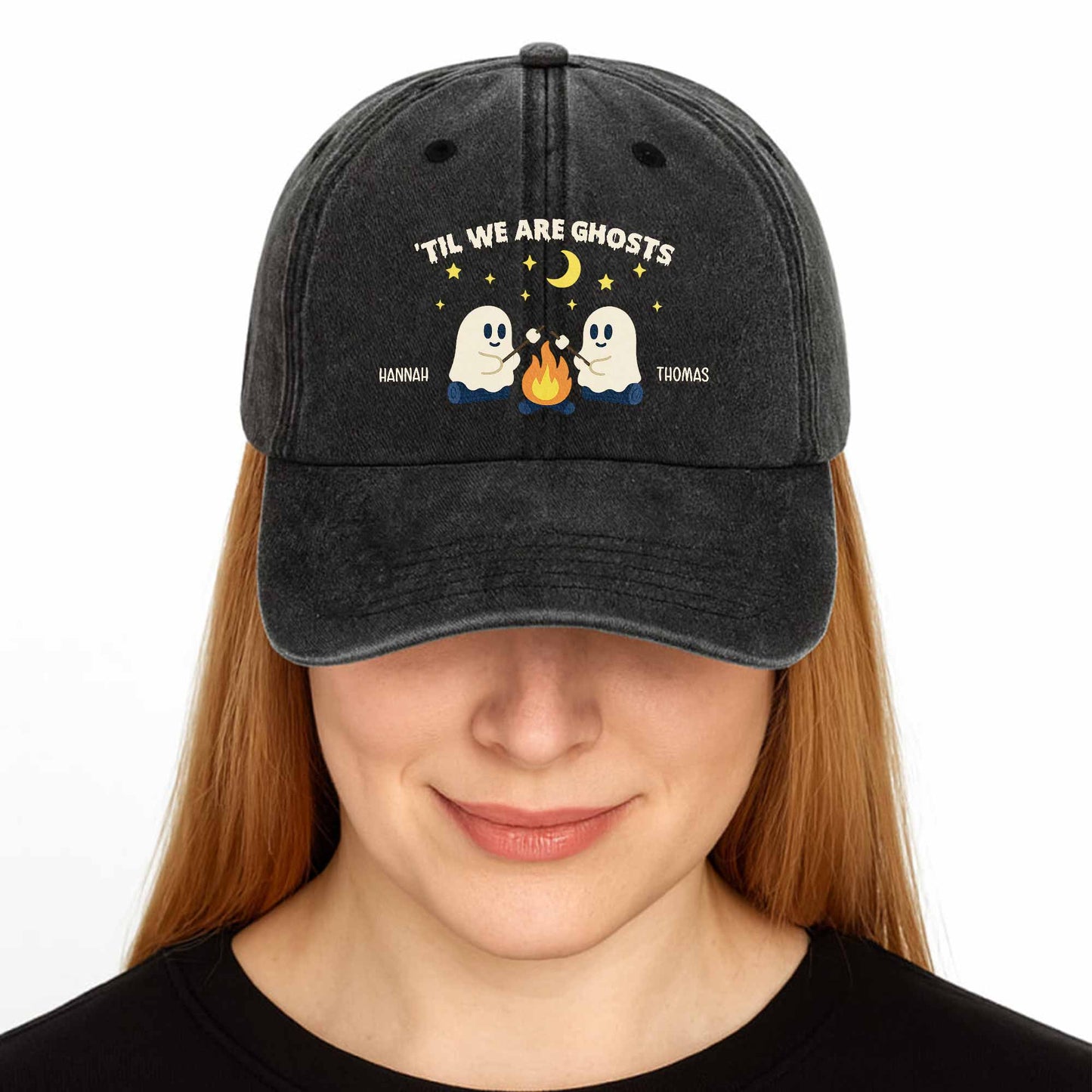 Hasta que seamos fantasmas, fantasmas alrededor de una fogata - Gorra vaquera lavada personalizada - BST048_WDCAP