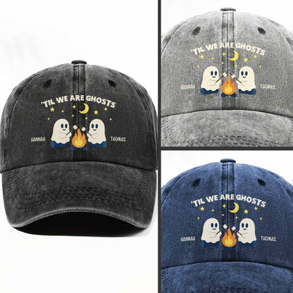 Hasta que seamos fantasmas, fantasmas alrededor de una fogata - Gorra vaquera lavada personalizada - BST048_WDCAP