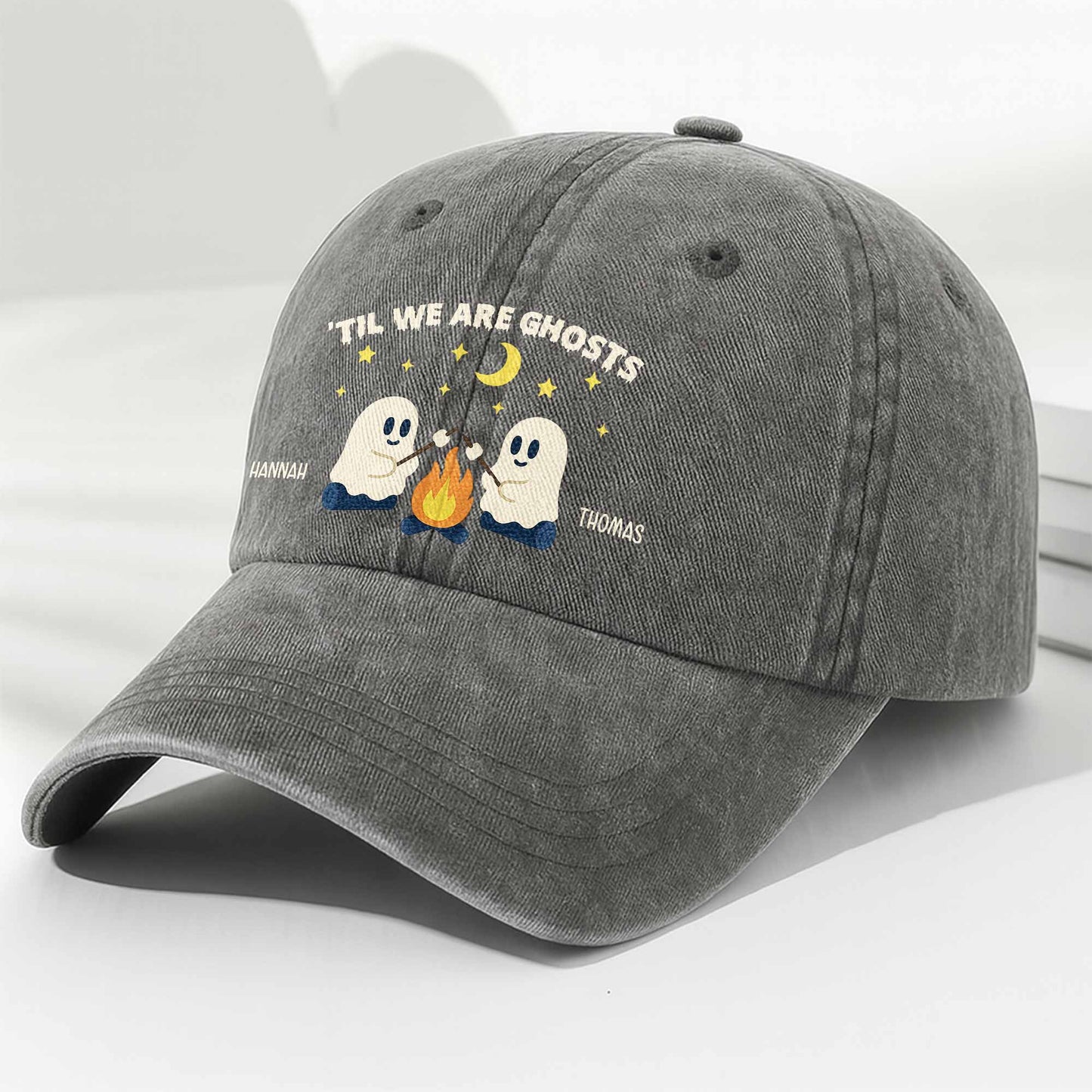 Hasta que seamos fantasmas, fantasmas alrededor de una fogata - Gorra vaquera lavada personalizada - BST048_WDCAP