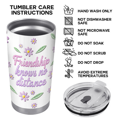 L'amitié ne connaît pas de distance avec des fleurs et des contours d'État - Gobelet personnalisé en acier inoxydable 20 oz 30 oz - BST053_TB