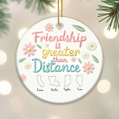Friendship Is Greater Than Distance With Flowers And State Outlines