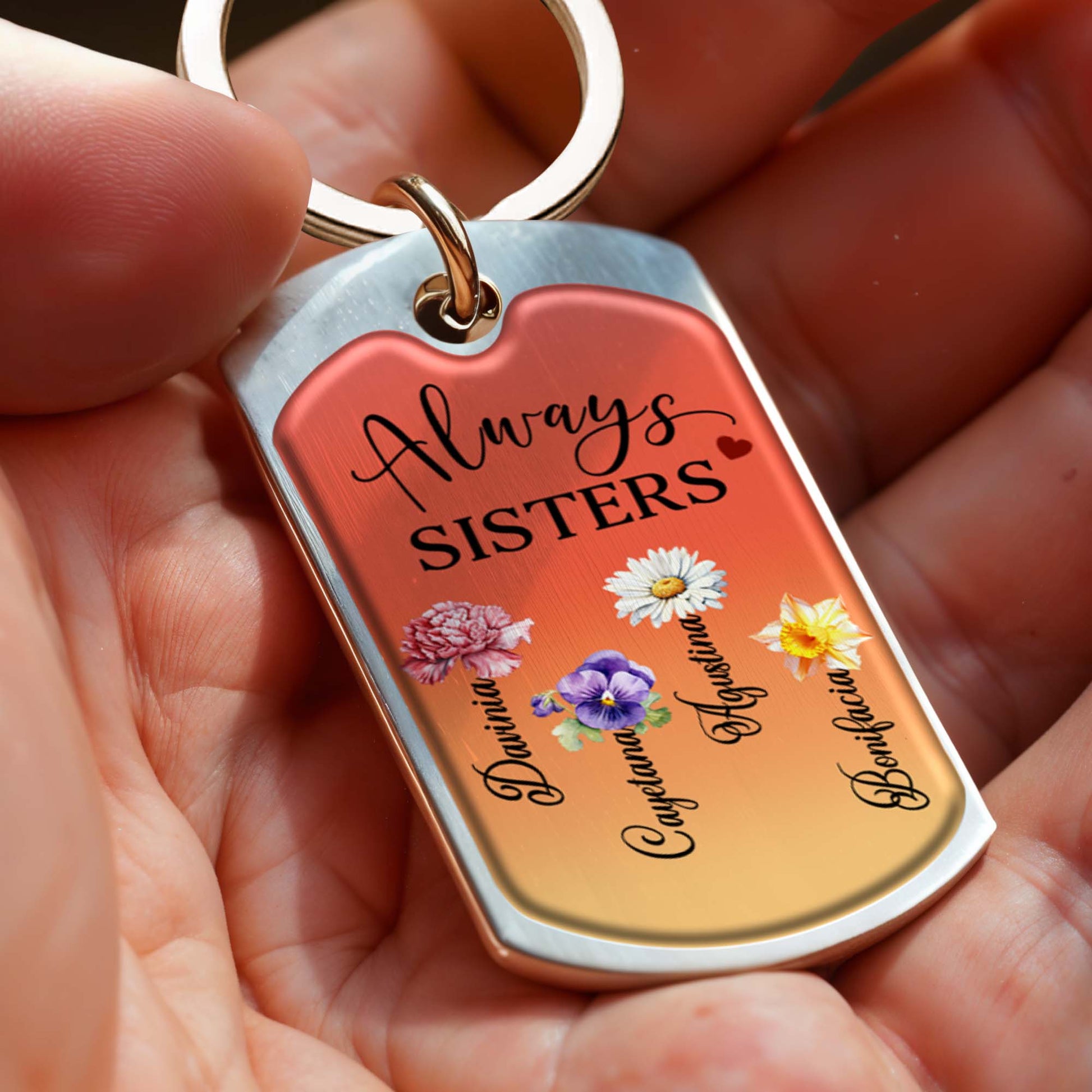 Always Sisters Strong Bond Floral Heart Design