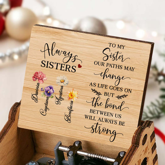Always Sisters Strong Bond Floral Heart Design