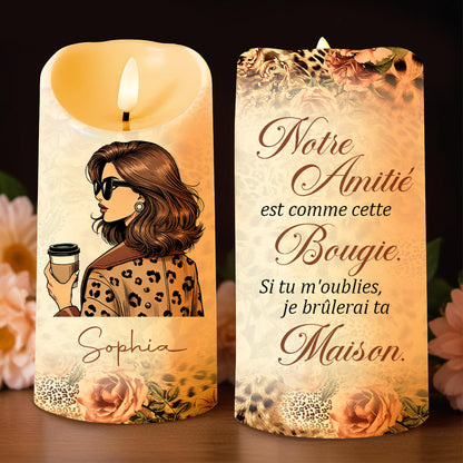 Friendship Like A Candle Coffee Cup And Flowers Design