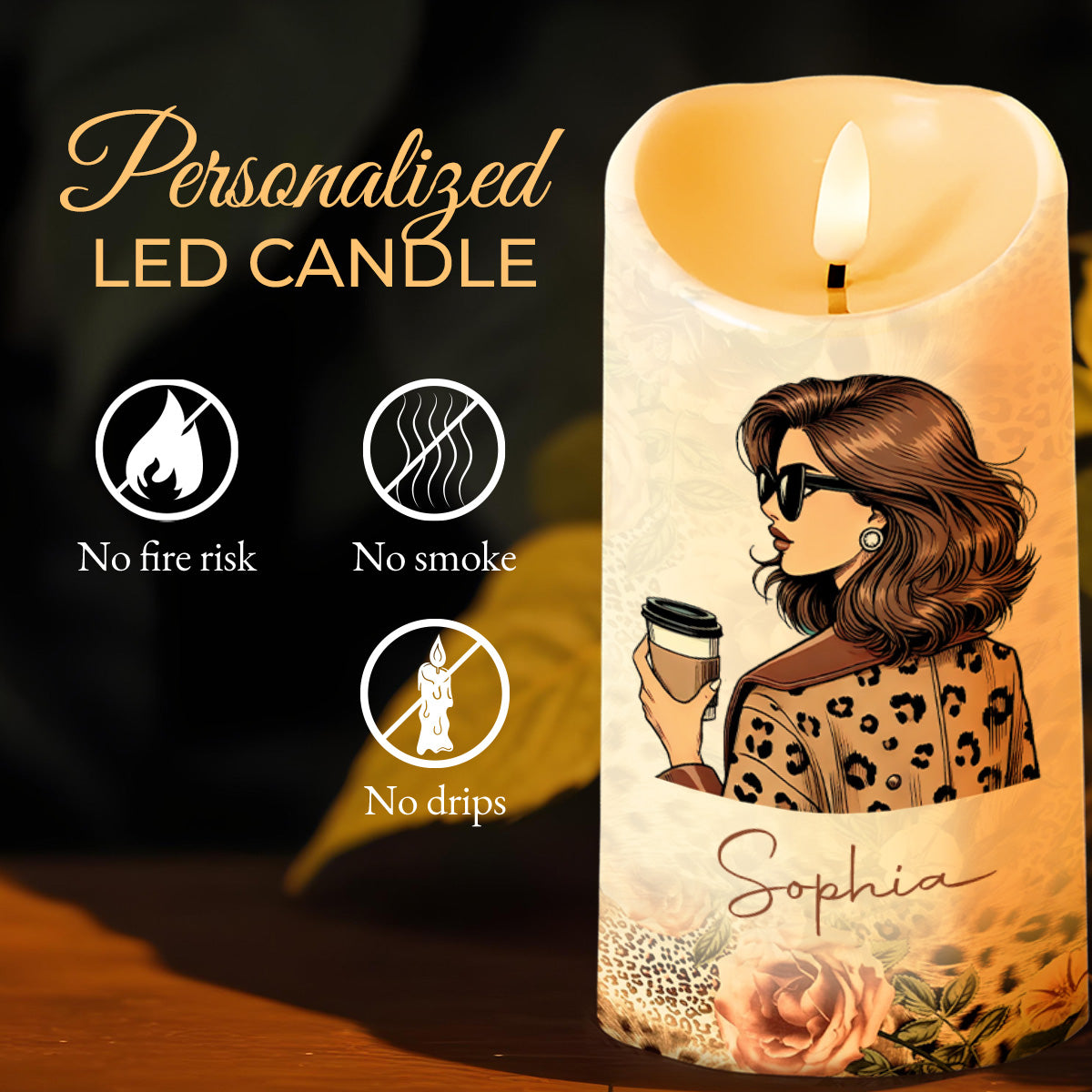Friendship Like A Candle Coffee Cup And Flowers Design