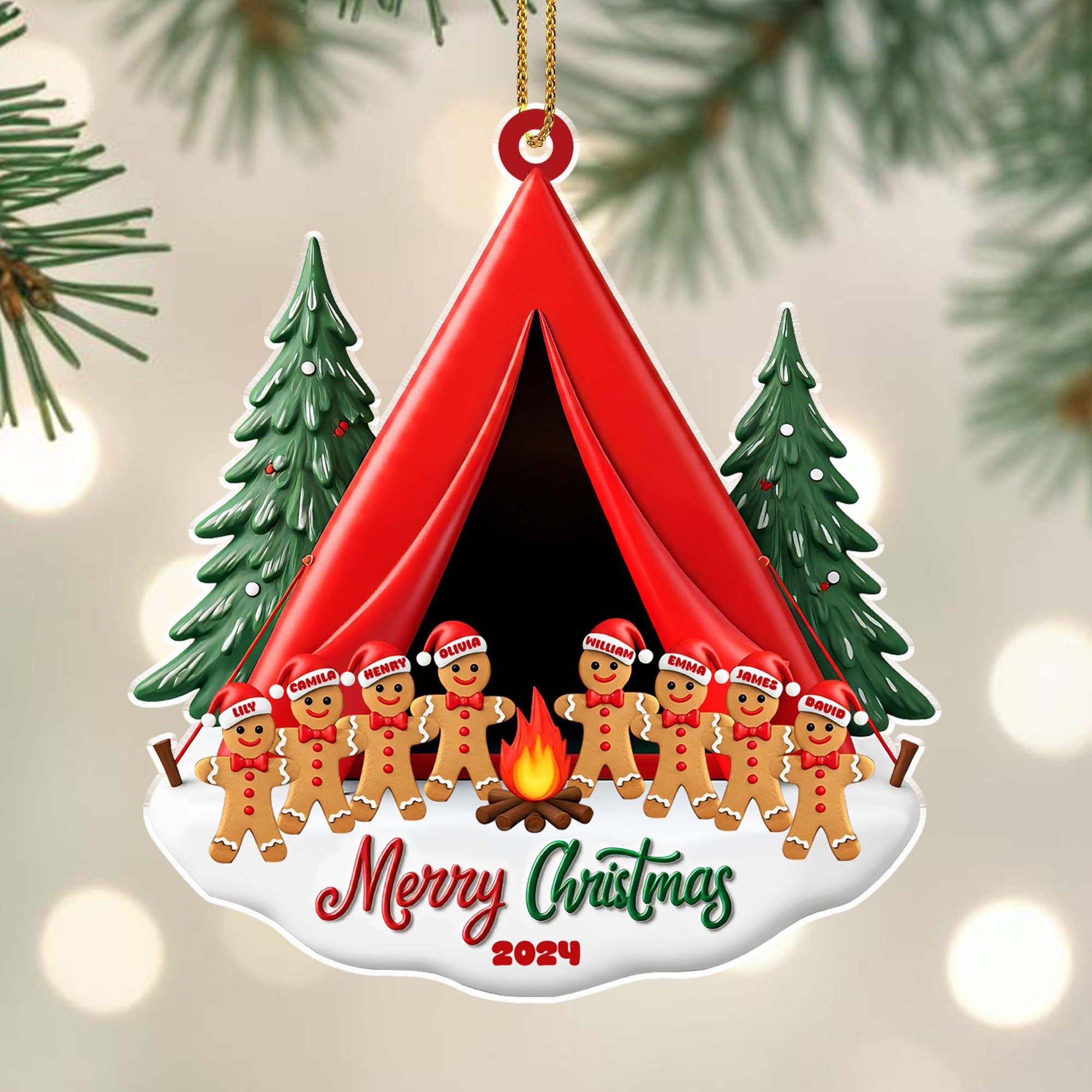 Merry Christmas Gingerbread Men Camping Scene