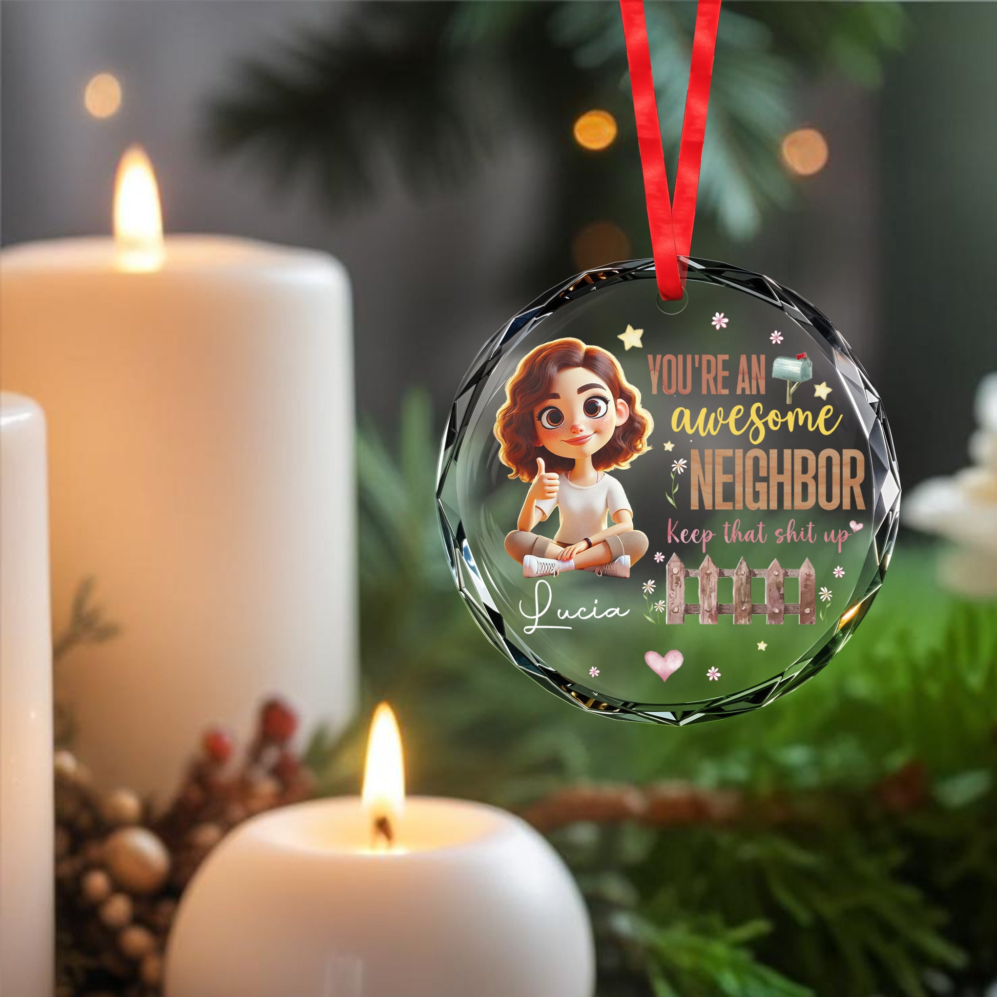Awesome Neighbor Appreciation Custom Glass Ornament